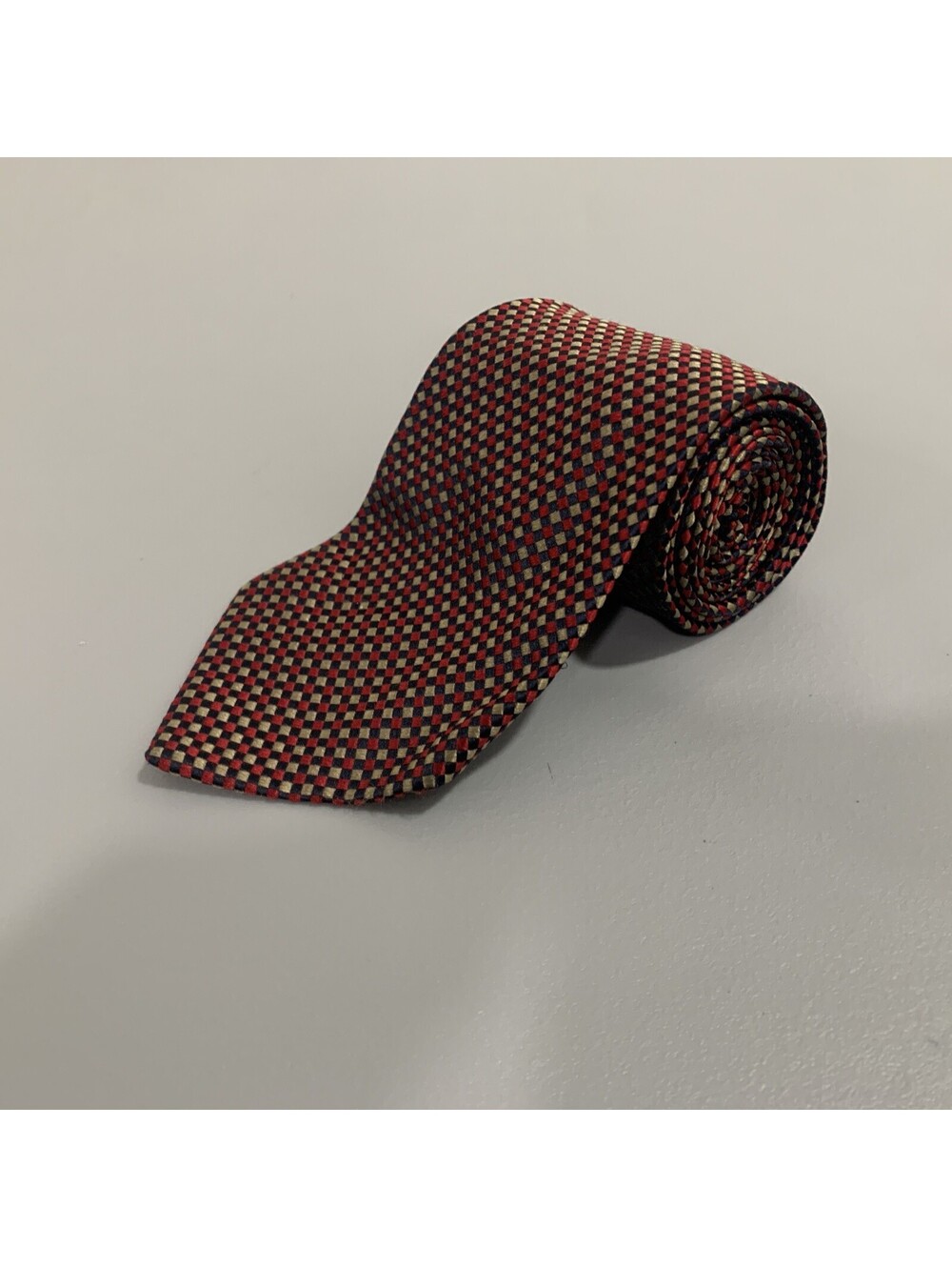 Charvet Men's Red Beige & Black Argyle Silk Tie